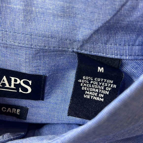 Sz Medium Chaps Easy Care Blue Long Sleeve Button Down Shirt - Picture 7 of 7